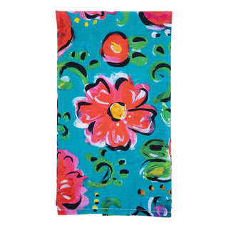 Spruce up your space effortlessly with this charming tea towel. The soothing turquoise tone, coupled with delicate florals, adds a touch of laid-back elegance to your kitchen. Practical, stylish, and perfect for everyday spills, let this tea towel be your