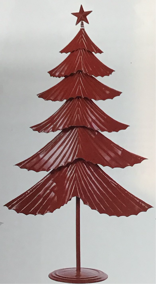 Giant Red Metal Tree W/ Bell Stand