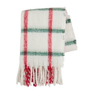 White Plaid Throw Blanket