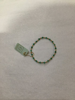 Gemstone Gold Sincerity Pattern 3mm Bead Bracelet- Green Onyx