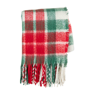 Green and Red Plaid Throw Blanket