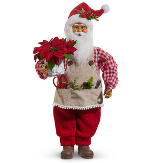 18" GINGHAM GARDENING SANTA