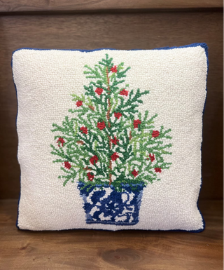 Blue & White Christmas Tree Pillow