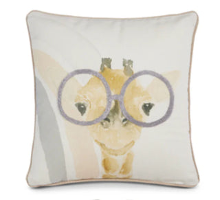 14” Giraffe with Glasses Pillow