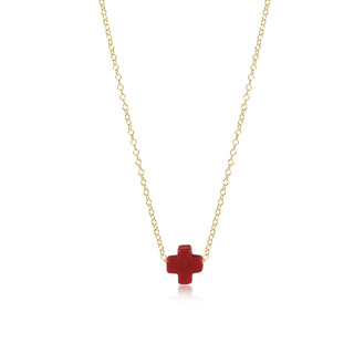 Red Signature Cross Necklace 16” Gold