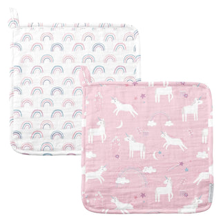 Muslin Washcloths 2/Set Unicorn