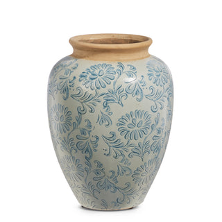 9.75” Blue Floral Pattern Vase