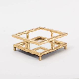 Cocktail Napkin Tray -  Gold Bamboo