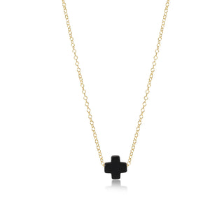 Onyx Signature Cross Necklace 16” Gold