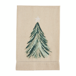 Tree White Xmas Painted Towel