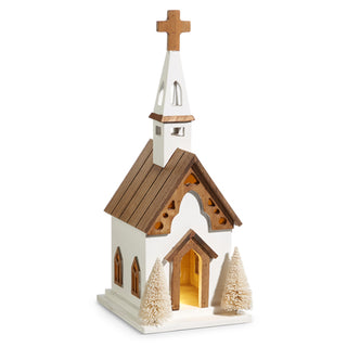 16.5" LIGHTED STEEPLED CHURCH