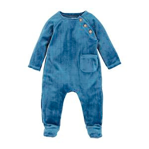 0-3 Month Blue Rib Velour Sleeper