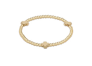 Gold Egirl Signature cross Gold 3mm Bead Bracelet