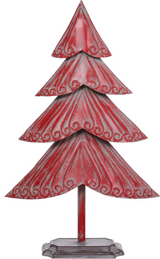 Metal Red Washed Tree