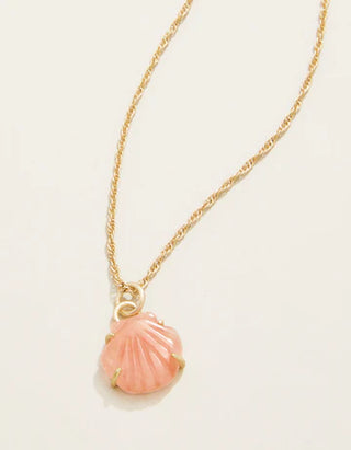 Carved Shell Necklace 18" Coral