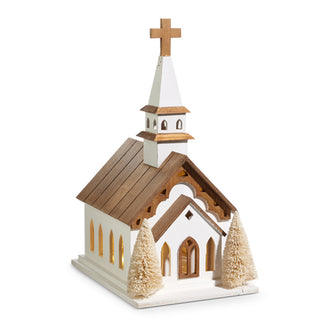 17.5" LIGHTED STEEPLED CHURCH