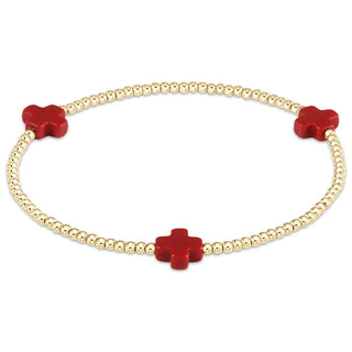 Red Egirl Signature Cross Gold 3mm Bracelet