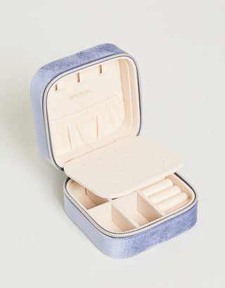 Velvet Jewelry Travel Case Blue