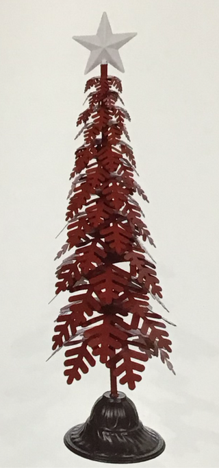 Large Red Metal Snowflakes Tree With Star