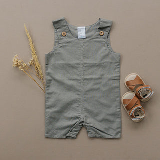 Sleeveless Linen Romper, Grey