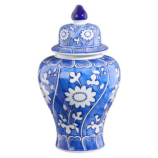 10.75” Blue Floral Ginger Jar