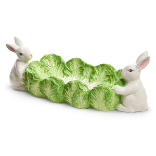10” Green Cabbage Tray with Bunnies