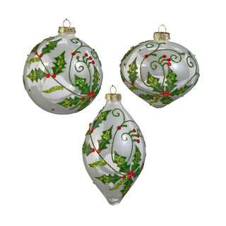 Holly Leaf Glitter Ornaments