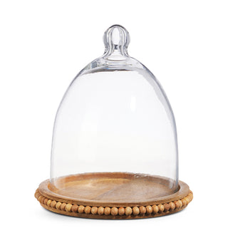 8.75 Wood Beaded Tray with Cloche