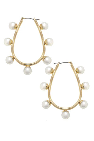 Pearl Teardrop Beaded Hoop Earrings