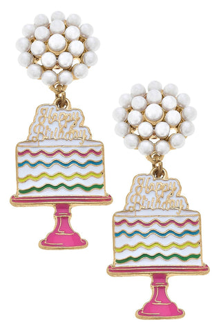 Birthday Cake Enamel Earrings