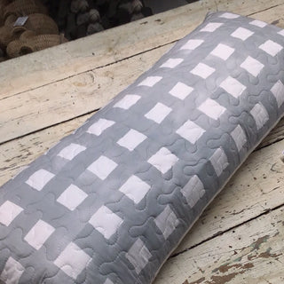 Ellie Plaid Grey 14x33 Quilted Pillow