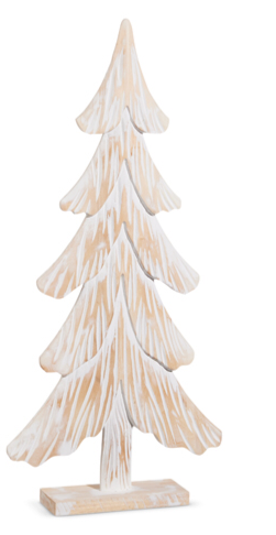 24" WHITEWASHED WOODEN PINE TREES