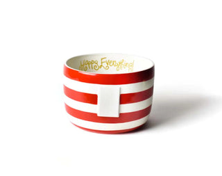 Happy Everything Red Striped Bowl