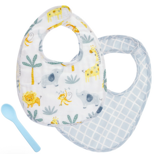 Muslin Bib/Spoon Set Zoo