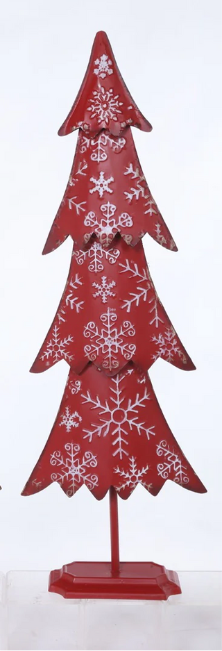 Large Red with White Snowflake Embossed Tree