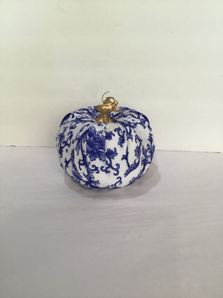 White and Blue Fabric Pumpkin