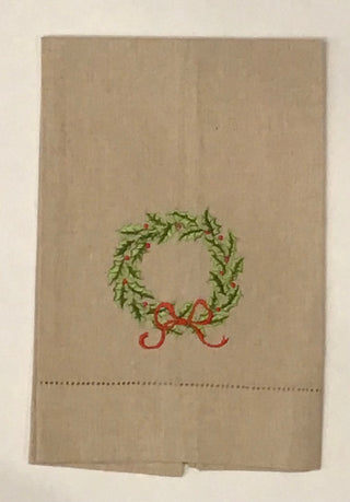 Holly Leaf Wreath Towel