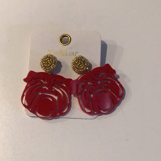 Red Acrylic Bulldog Earrings