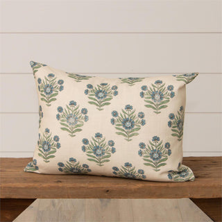 Lumbar Pillow- Blue Block Print Silhouette