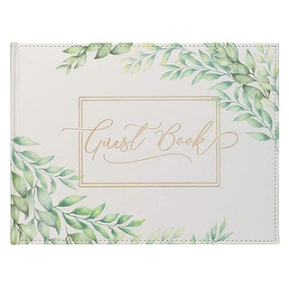 Medium Guest Book - Green Leaves w/Gold Lettering