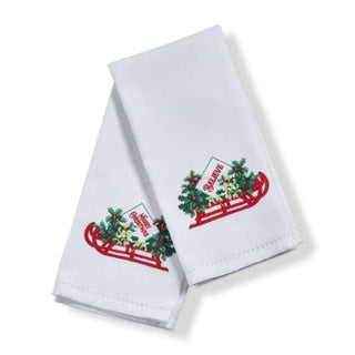 Holly Leaf Sled Guest Towel Set