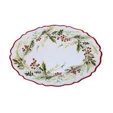 Christmas Floral Oval Platter