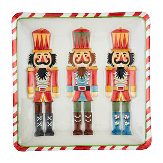 Glass Nutcracker Christmas Platter