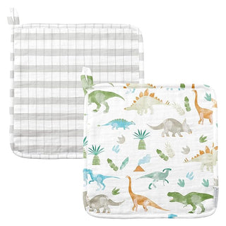 Muslin Washcloths 2/Set Dino