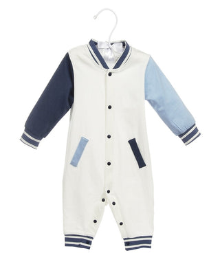 Two Toned Blue Letterman Onesie