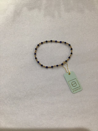 Gemstone Gold Sincerity Pattern 3mm Bead Bracelet- Lapis