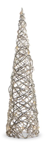 Lg Lighted Rattan Cone Tree