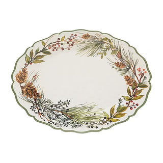 Winter Forest Floral Oval Platter