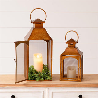 Antiqued Copper With Meshed Sides Lantern- LARGE