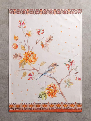 Kelim Prairie Kitchen Towel With Bird W/ Flowers